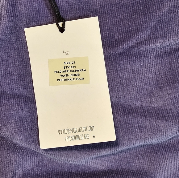 Stitch Fix Cosmic Blue Love Corduroy Periwinkle Plum Size 27 NWT - Picture 7 of 12
